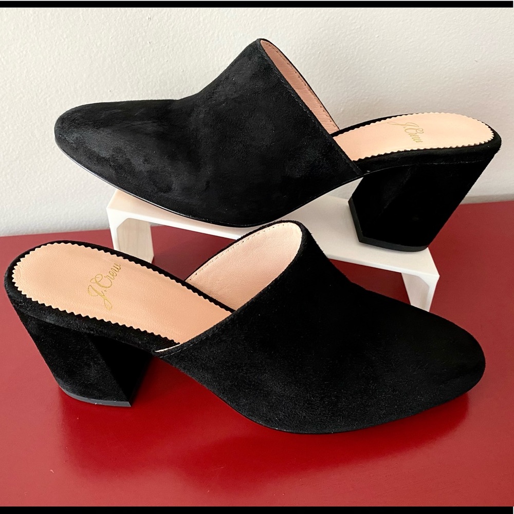 Suede Block-heeled Mules